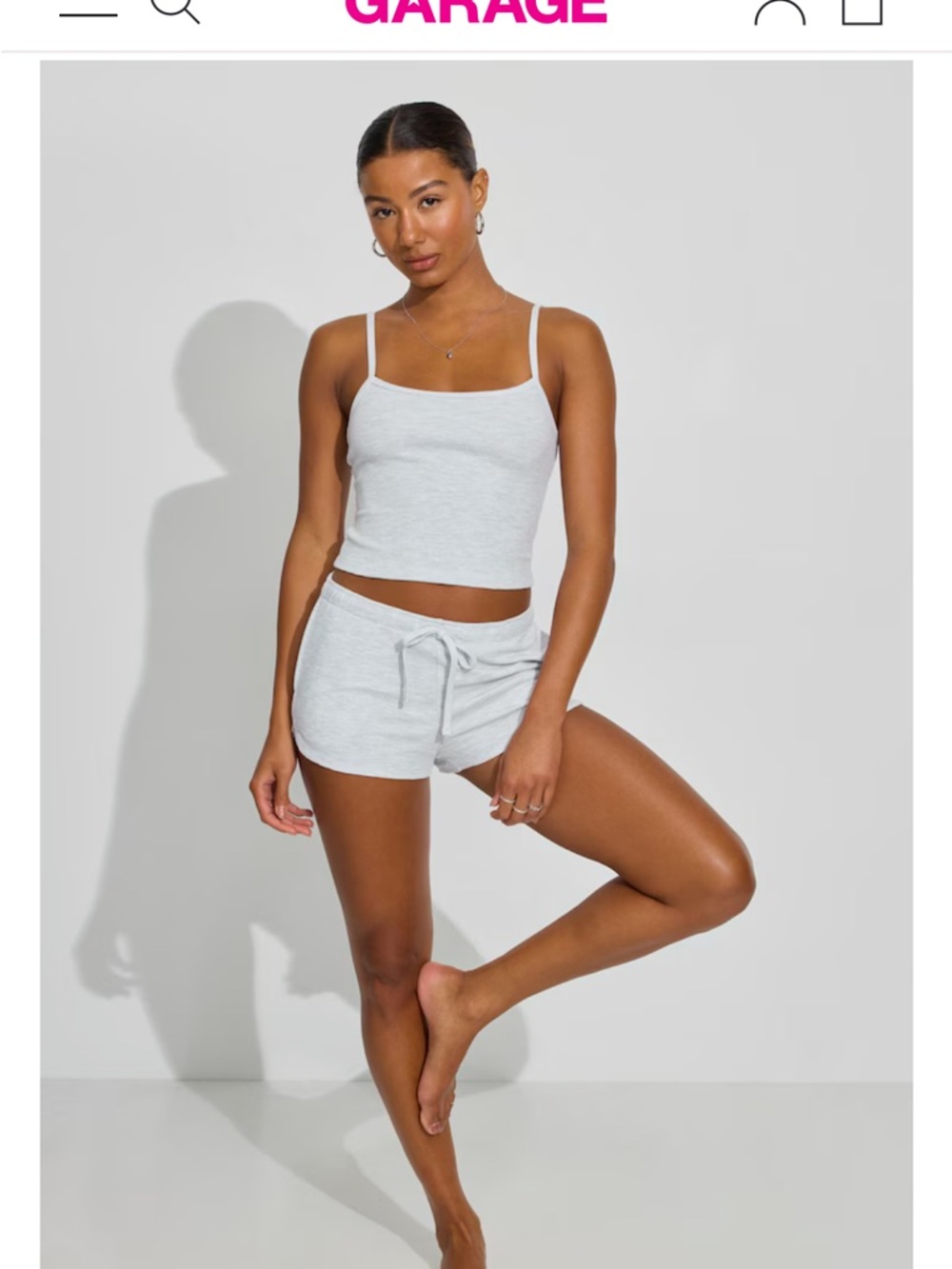 Garage Light Gray waffle Drawstring Shorts - size M